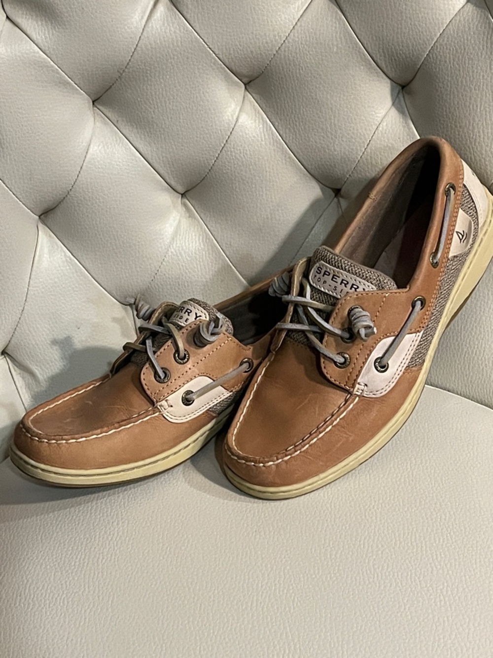 Sperry Tan Leather Two-Tone Boat Shoes